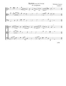 Partition complète (Tr A B), Smphoniae pour 3 violes de gambe par Nicholas Lanier