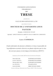 UNIVERSITE LOUIS PASTEUR STRASBOURG I THESE présentée la FACULTE DES SCIENCES DE LA VIE