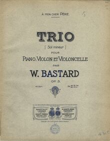 Partition couverture couleur, Piano Trio, Op.3, G minor, Bastard, William