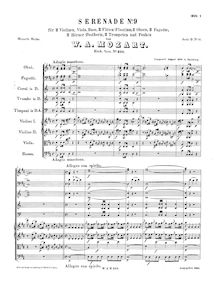 Partition complète, Serenade, Serenade No.9 ; Posthorn Serenade