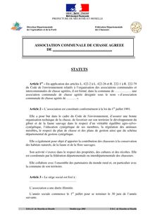 ASSOCIATION COMMUNALE DE CHASSE AGREEE DE . STATUTS
