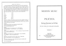 Partition No.2 en B♭ major, 2 corde quintettes, D major, B♭ major par Ignaz Pleyel