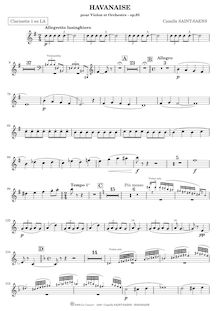 Partition clarinette 1/2 (A), Havanaise, Op.83, Saint-Saëns, Camille