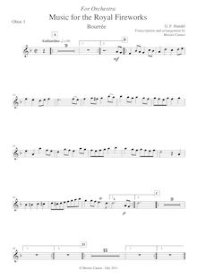 Partition hautbois 1, Music pour pour Royal Fireworks, Fireworks Music par George Frideric Handel