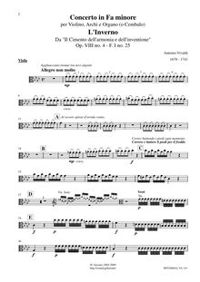 Partition altos, violon Concerto en F minor, L inverno (Winter) from Le quattro stagioni (The Four Seasons) par Antonio Vivaldi