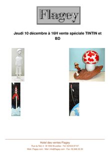 Jeudi 10 décembre à 16H vente spéciale TINTIN et BD