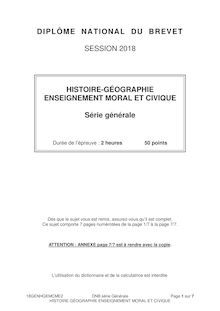 Sujet du Brevet - Histoire Géo - Série générale 2018