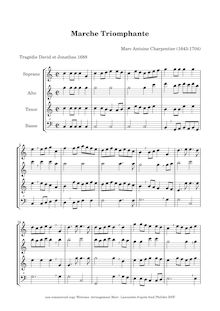 Partition Marche triomphante - arrangement pour enregistrements SATB, David et Jonathas
