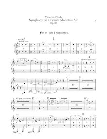 Partition trompette 1/2 (E, F), Cornet 1/2 (A, B♭), Symphonie sur un Chant Montagnard Français, Op.25