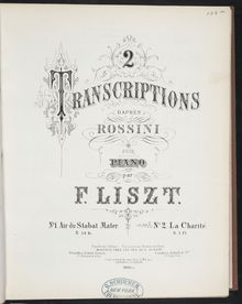 Partition Deux transcriptions d après Rossini (S.553), Collection of Liszt editions, Volume 5