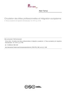 Circulation des élites professionnelles et intégration européenne - article ; n°2 ; vol.8, pg 27-56