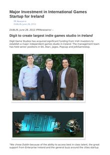 Major Investment in International Games Startup for Ireland