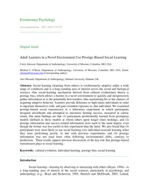 Adult learners in a novel environment use prestige-biased social learning
