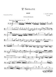 Partition de piano et partition de violoncelle, violoncelle Sonata No.2 par Camille Saint-Saëns