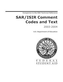 0304 SAR-ISIR Comment Code and Text 1-7-03