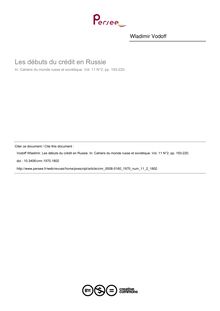 Les débuts du crédit en Russie - article ; n°2 ; vol.11, pg 193-220