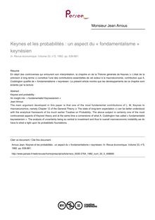 Keynes et les probabilités : un aspect du « fondamentalisme » keynésien - article ; n°5 ; vol.33, pg 839-861