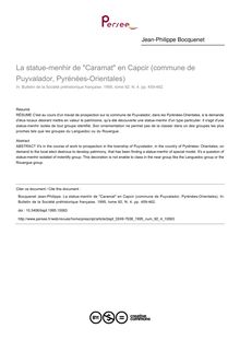 La statue-menhir de Caramat en Capcir (commune de Puyvalador, Pyrénées-Orientales) - article ; n°4 ; vol.92, pg 459-462