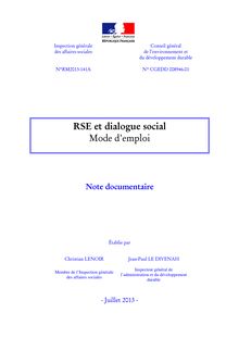 RSE et dialogue social - Mode d emploi