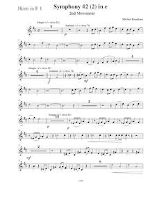 Partition cor 1 (F), Symphony No.2, E minor, Rondeau, Michel par Michel Rondeau