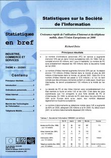 23/01 STATISTIQUES EN BREF - TH. 4 INDUSTRIE, COMMERCE ET SERVI