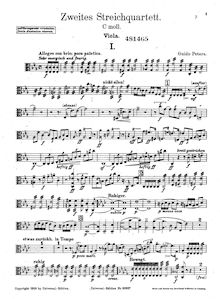 Partition viole de gambe, corde quatuor No.2, C minor, Peters, Guido