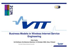 Business Models in Wireless Internet Service Engineering