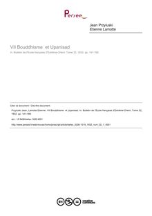 VII Bouddhisme  et Upanisad - article ; n°1 ; vol.32, pg 141-169