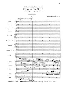Partition complète, Piano Concerto No.2, MacDowell, Edward par Edward MacDowell