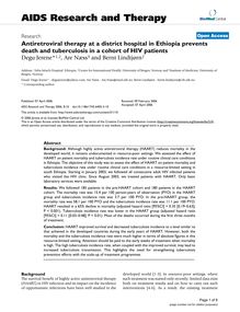 Antiretroviral therapy at a district hospital in Ethiopia prevents death and tuberculosis in a cohort of HIV patients
