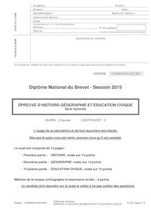 Brevet 2015 : Histoire-Géo et Education civique (série générale)