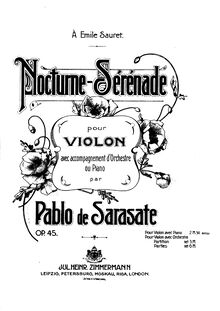 Partition violon et partition de piano, Nocturne-Serenade, Op.45