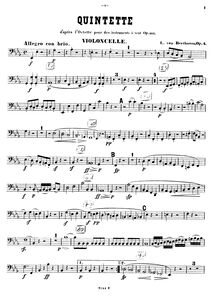 Partition violoncelle, corde quintette No.1, Op.4 (after pour Octet Op.103)