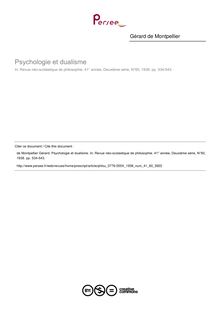 Psychologie et dualisme - article ; n°60 ; vol.41, pg 534-543