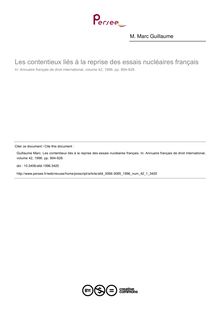 Les contentieux liés à la reprise des essais nucléaires français - article ; n°1 ; vol.42, pg 894-928