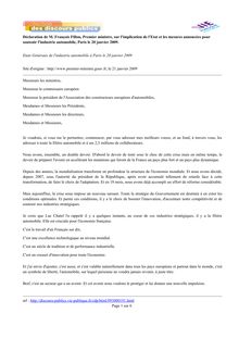 Déclaration de M. François Fillon, Premier ministre, sur l ...