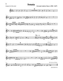Partition ténor enregistrement , Sonata à 4, Sonata à 4. Violino e violone, cornetto e trombone