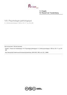 Psychologie pathologique - compte-rendu ; n°1 ; vol.58, pg 281-286