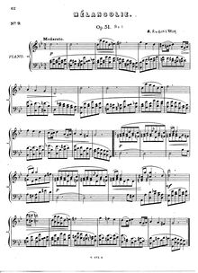 Partition , Melancolie, 6 Morceaux, Op.51, Rubinstein, Anton
