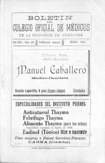 Boletín del Colegio Oficial de Médicos de la Provincia de Córdoba, n. 182 (1936)