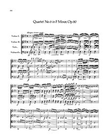 Partition complète, corde quatuor No.6, Op.80, F minor, Mendelssohn, Felix