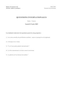 IEPP questions internationales 2005 master ap master affaires publiques semestre 2 final