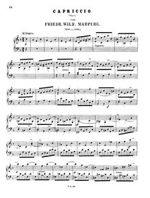 Partition complète, Fughe e Capricci, Op.1, F major, Marpurg, Friedrich Wilhelm