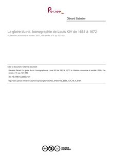 La gloire du roi. Iconographie de Louis XIV de 1661 à 1672 - article ; n°4 ; vol.19, pg 527-560
