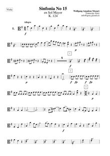 Partition altos, Symphony No.15, G major, Mozart, Wolfgang Amadeus