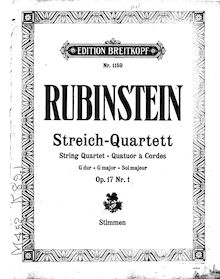 Partition violon 1, corde quatuor No.1, Rubinstein, Anton