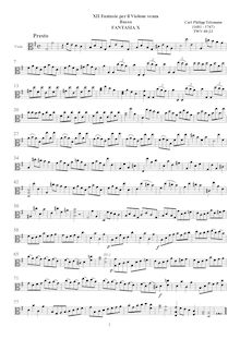 Partition Fantasia No.10, 12 fantaisies pour violon without basse, TWV 40:14-25 par Georg Philipp Telemann
