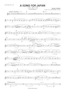 Partition B♭ clarinette 2, A Song pour Japan, Verhelst, Steven