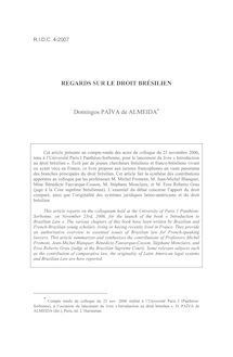 Regards sur le droit brésilien - article ; n°4 ; vol.59, pg 1239-890
