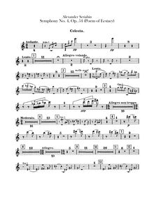 Partition Celesta, Symphony No.4, Op.54, Poème de l Extase, Scriabin, Aleksandr